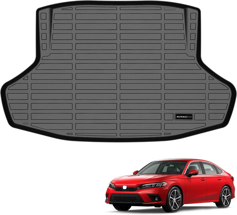 AUXKO All Weather Cargo Liner Fit for Honda Civic Sedan(Not for Hatchback) 2022-2025 2026 TPE Rubber Liners Civic Accessories All Season Guard Odorless Anti-Slip Cargo Mat Black - Image 1
